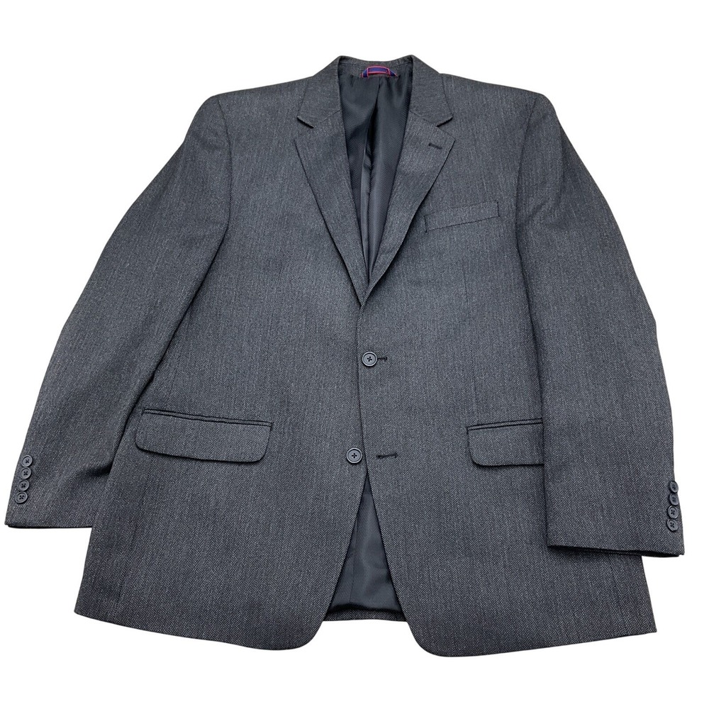 Izod Blazer Men‎ 46L Black Gray Herringbone Lightweight Career Classic Jacket
